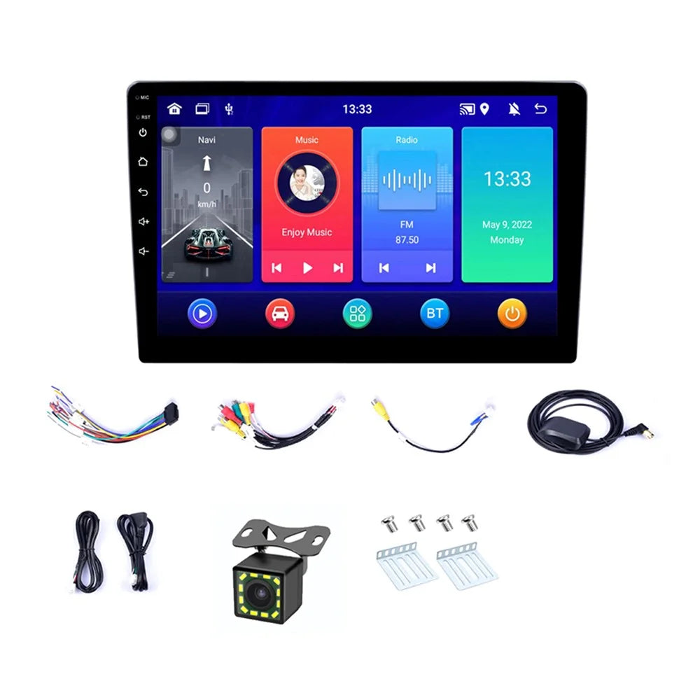 R-910D 2+32GB 10-inch GPS Navigation Bluetooth-compatible Call Android 12 Car Multimedia Player + 12-LED Rearview Camera - 1