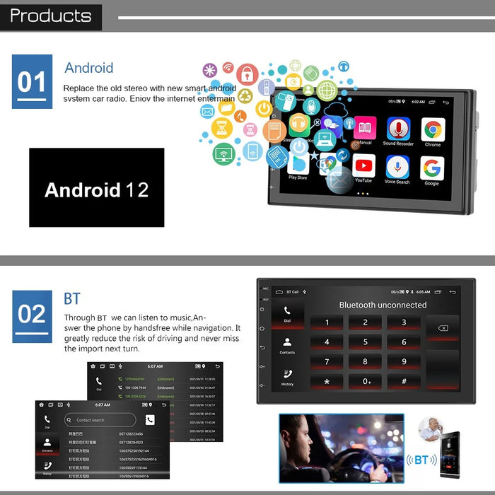 R-730C 1G+32GB Android 12 Car GPS Stereo 7 inch IPS 1080P Touch Screen Car Radio - 4