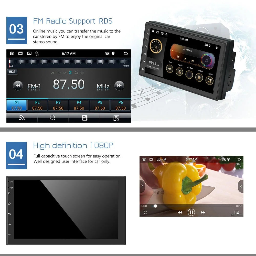 R-730E Android 12 Car GPS Navigation Player 2G+32GB 7 inch IPS 1080P Touch Screen Car Stereo - 5