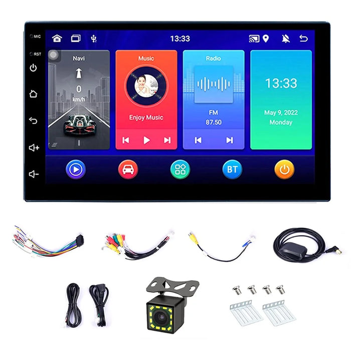 R-730F 7 inch Android 12 Car GPS Navigation 2G+16GB WIFI Car Stereo with 12LED Backup Camera - 1