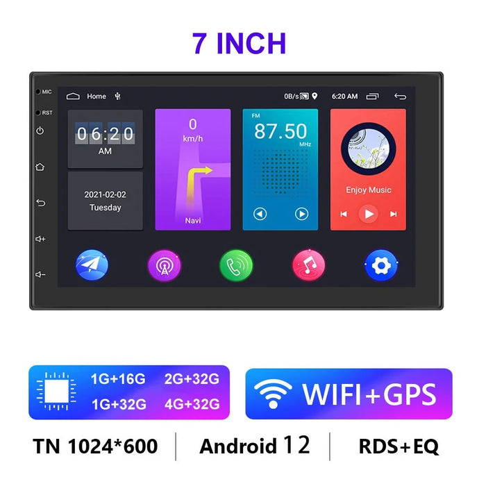 R-730F 7 inch Android 12 Car GPS Navigation 2G+16GB WIFI Car Stereo with 12LED Backup Camera - 2