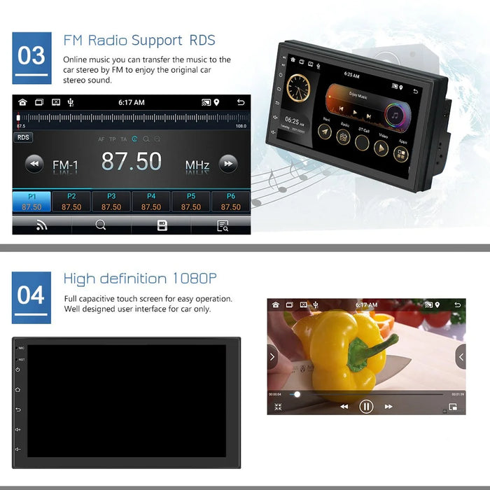 R-730F 7 inch Android 12 Car GPS Navigation 2G+16GB WIFI Car Stereo with 12LED Backup Camera - 6