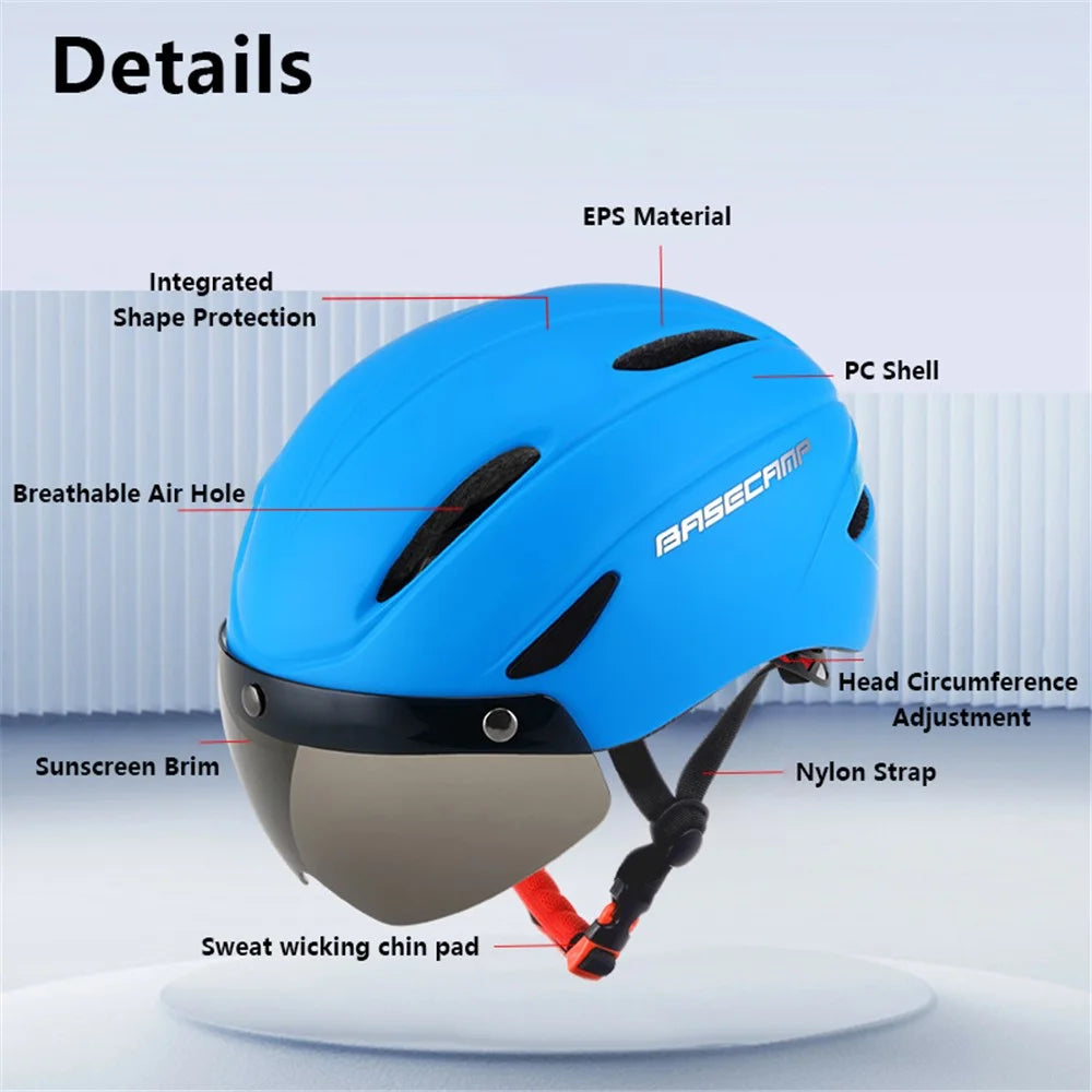BACECAMP BC001 Cycling Safety Helmet with Integrated Goggles Motorcycle Helmet - Red - 5