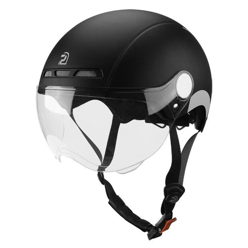 PEMILA V-08 T1 Bike Cycling Helmet Motorcycle Helmet with Clear Visor Panel, Size: L - Black - 1