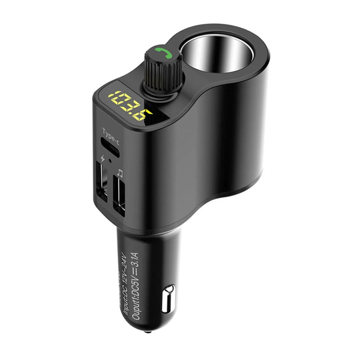 BT01 MP3 Player Bluetooth-compatible Multi-function Type-C + Dual USB Car Charger FM Transmitter Cigarette Lighter - 1