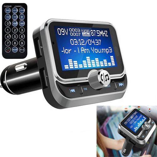 BC32 LCD Bluetooth-compatible MP3 Player Dual USB Car Charger FM Transmitter with Remote Control - 1