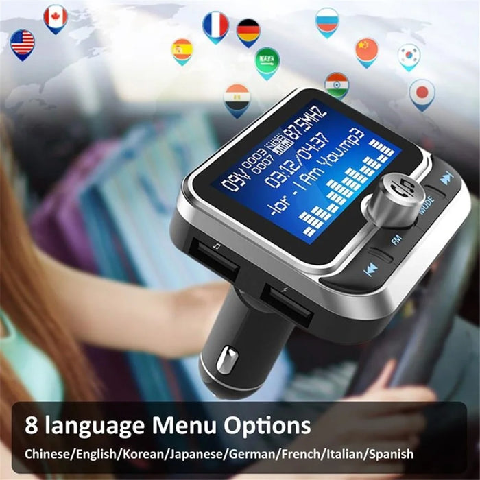 BC32 LCD Bluetooth-compatible MP3 Player Dual USB Car Charger FM Transmitter with Remote Control - 7
