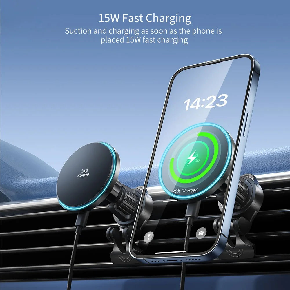 XUNDD XDCH-081 15W Magnetic Car Wireless Charging Phone Charger with Ambient Light - 2