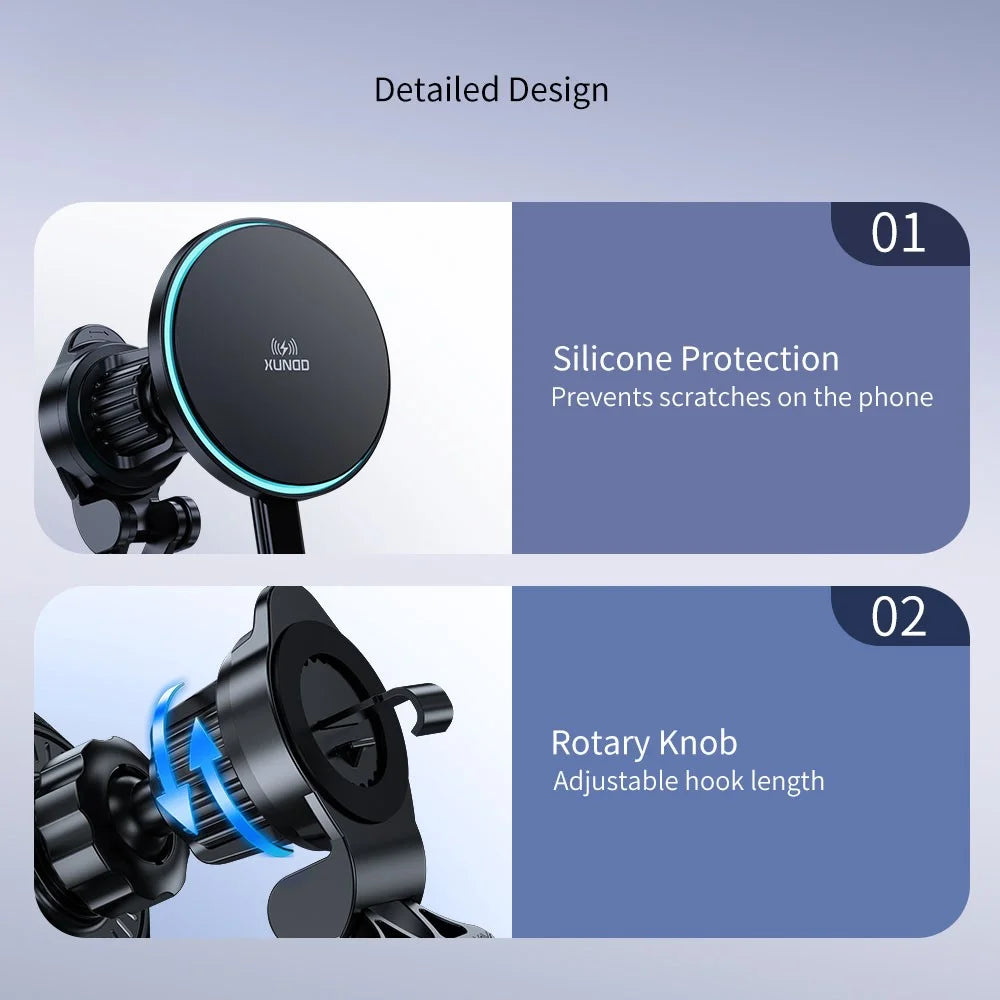 XUNDD XDCH-081 15W Magnetic Car Wireless Charging Phone Charger with Ambient Light - 7