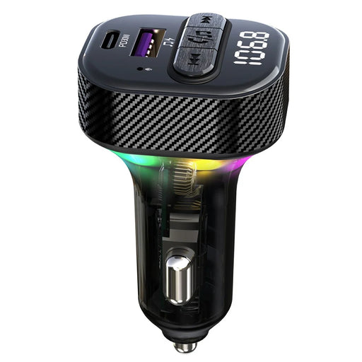 C50 PD 30W Fast Charging USB+Type-C Car Charger Bluetooth-compatible FM Transmitter with Colorful Light - 1