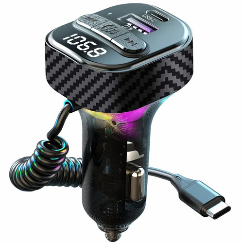C52 Bluetooth-compatible Car MP3 Player FM Transmitter Type-C + QC3.0 USB Car Charger with PD 30W Type-C Cable - 1