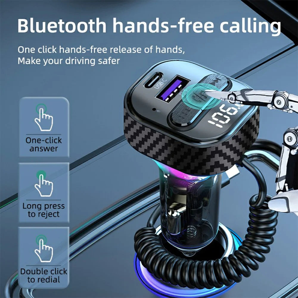 C52 Bluetooth-compatible Car MP3 Player FM Transmitter Type-C + QC3.0 USB Car Charger with PD 30W Type-C Cable - 4