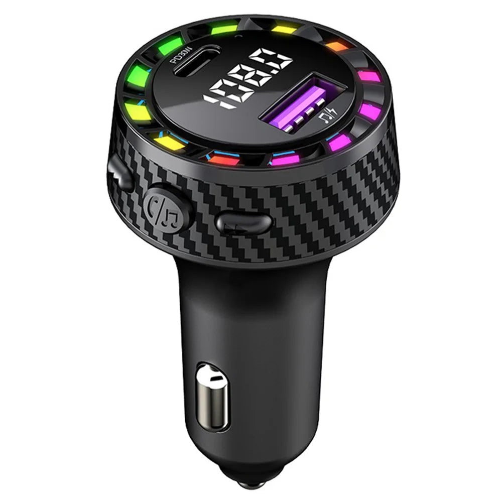 C55 USB+Type-C Car Fast Charger Bluetooth-compatible FM Transmitter with Breathing Light - 1