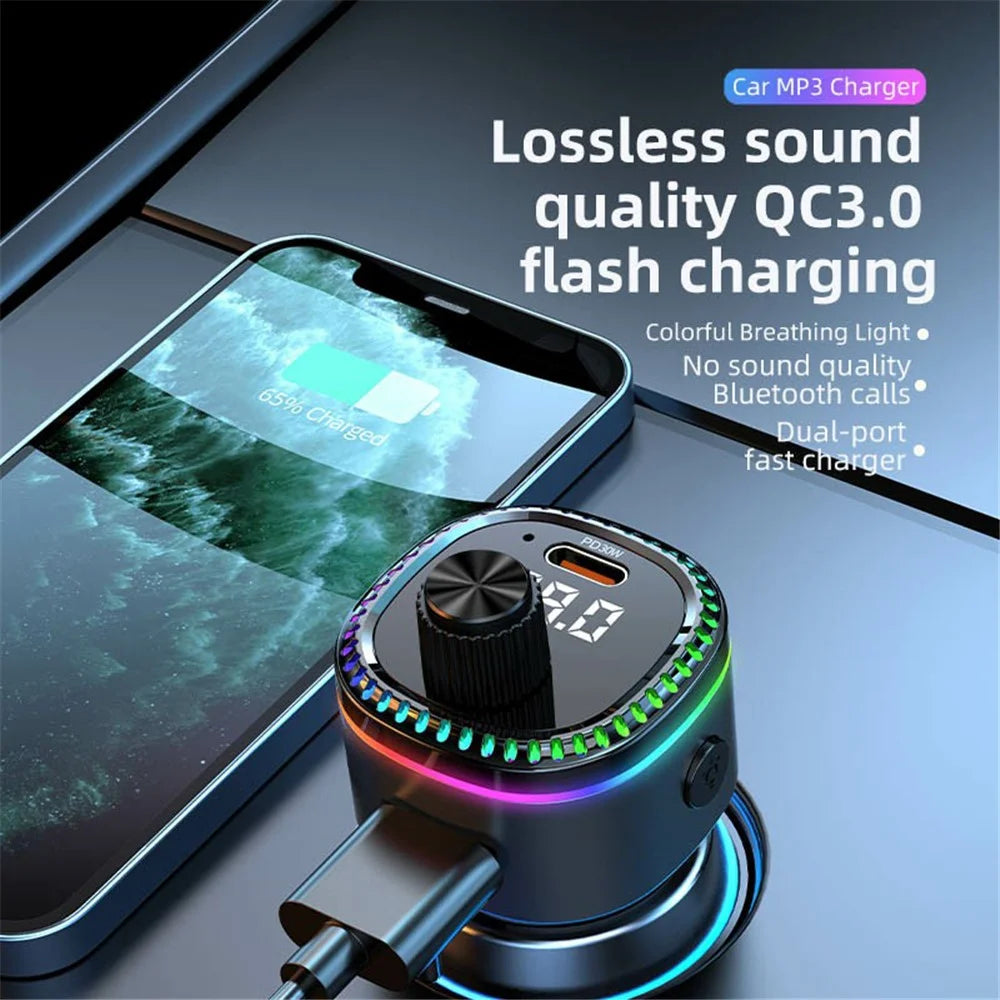 C58 Bluetooth-compatible Adapter FM Transmitter Car MP3 Music Player Type-C + USB Car Charger - 3
