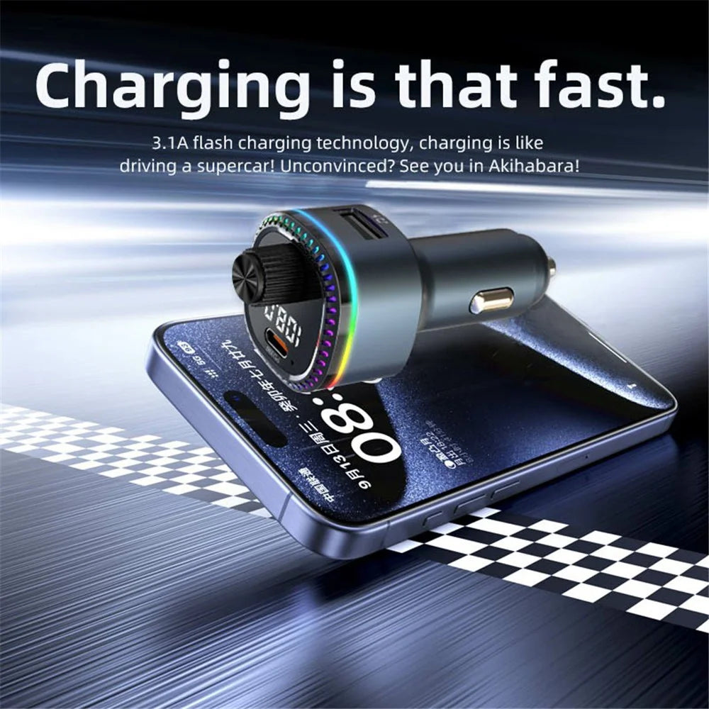 C58 Bluetooth-compatible Adapter FM Transmitter Car MP3 Music Player Type-C + USB Car Charger - 4
