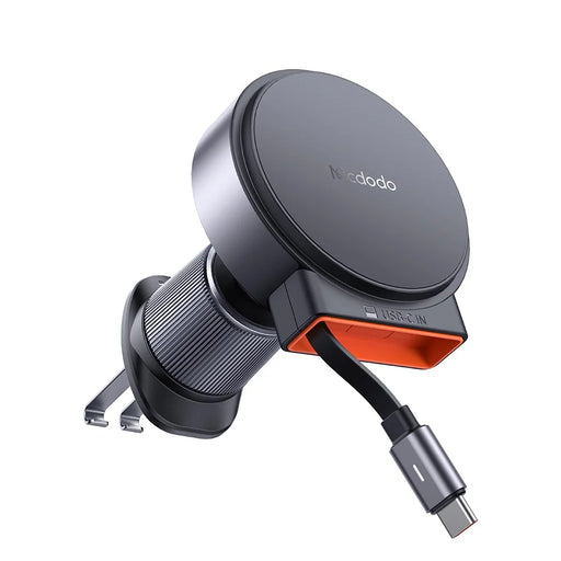 MCDODO CH-3000 Car Air Outlet 15W Magnetic Wireless Car Charger with Built-In Retractable Cable - 1