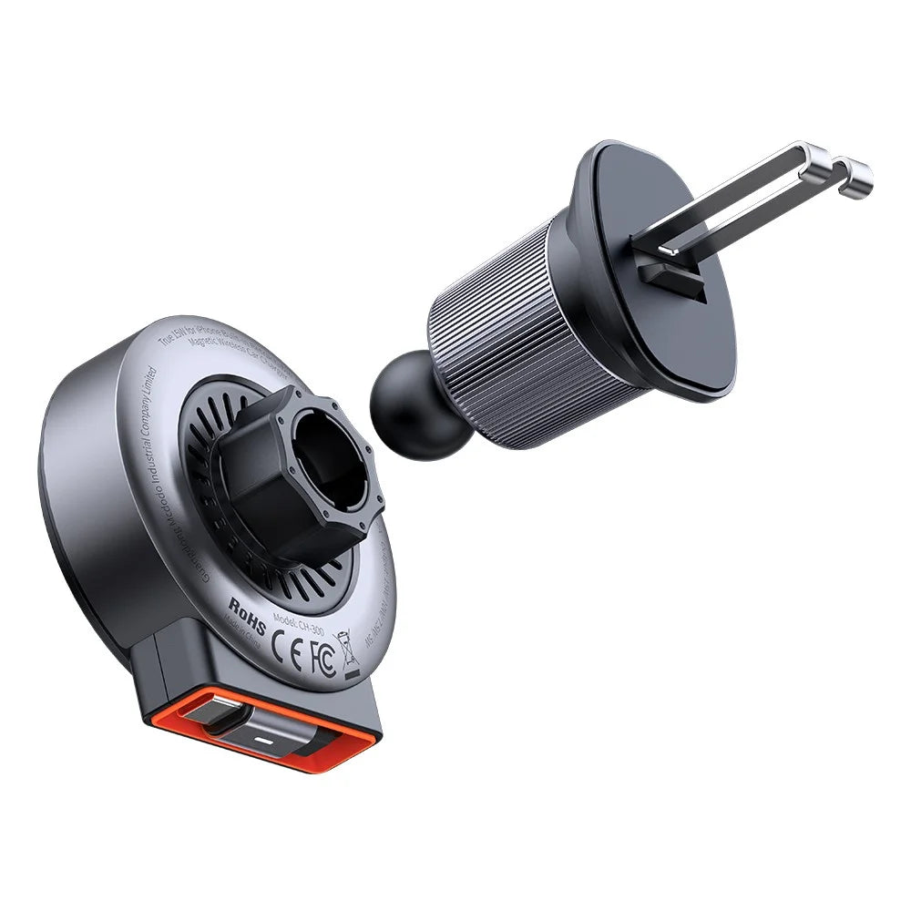 MCDODO CH-3000 Car Air Outlet 15W Magnetic Wireless Car Charger with Built-In Retractable Cable - 2