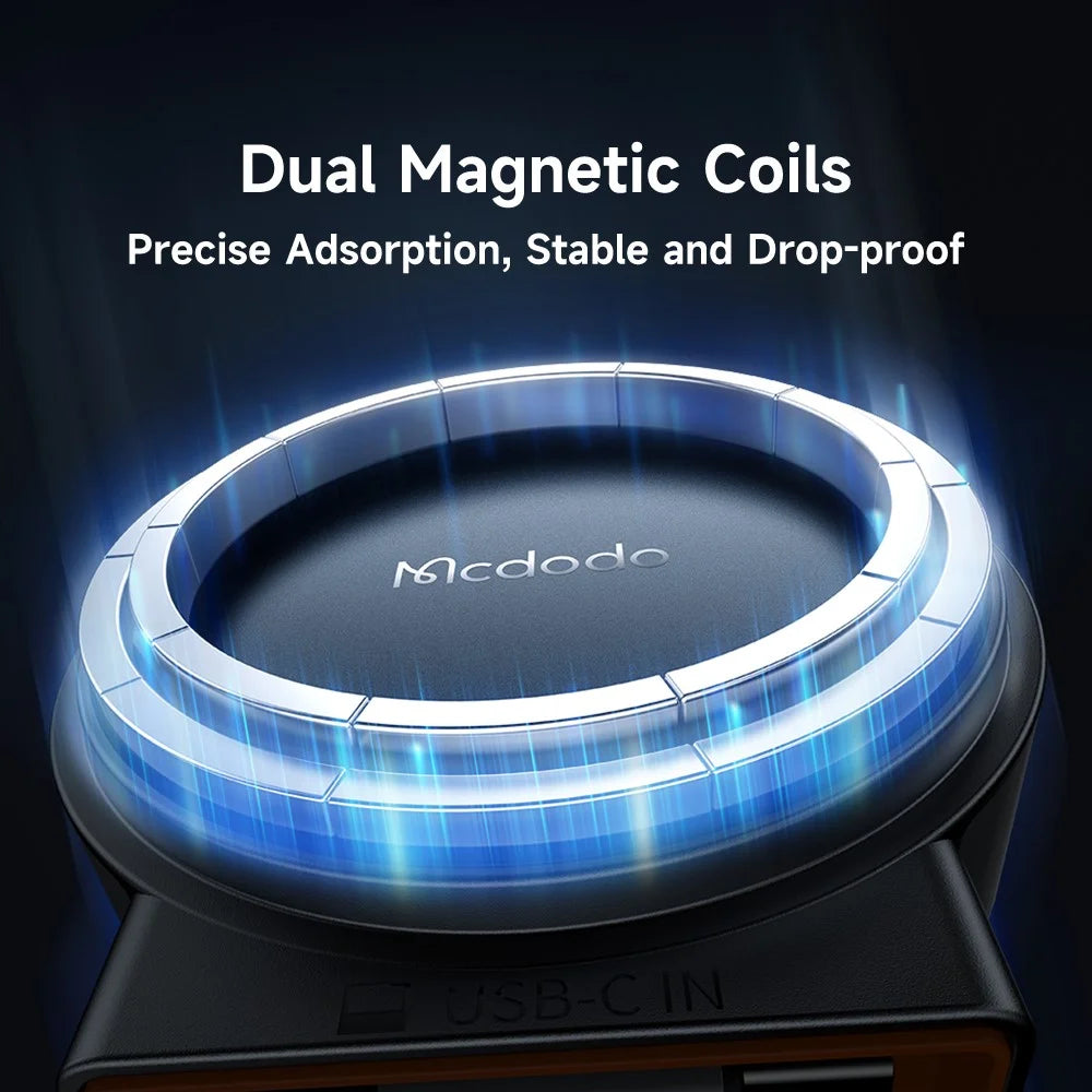 MCDODO CH-3000 Car Air Outlet 15W Magnetic Wireless Car Charger with Built-In Retractable Cable - 6