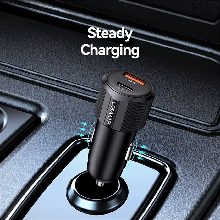 USAMS CC283 Car Charger 60W Dual Port USB-A + Type-C Fast Charging Cigarette Lighter Adapter - 7