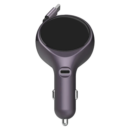 K1 Car Charger Type C PD 20W Fast Charging Adapter with Retractable Cable - Purple - 1