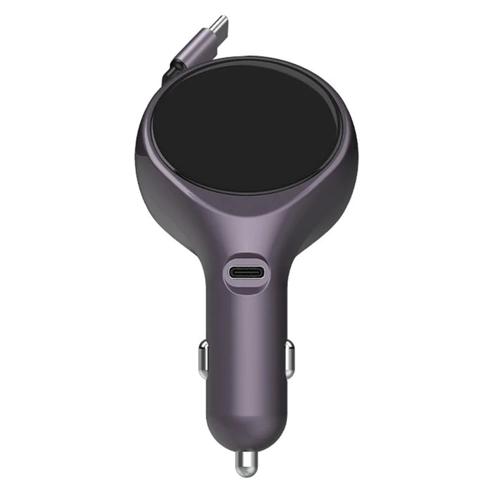 K1 Car Charger Type C PD 20W Fast Charging Adapter with Retractable Cable - Purple - 1