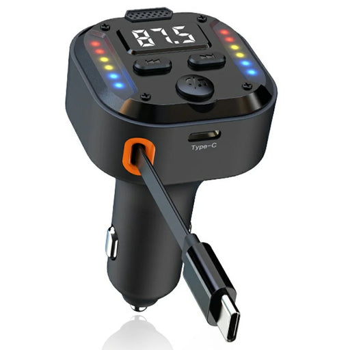 C69 Bluetooth-compatible Car Charger with Type-C Extendable Cable PD 30W Fast Charger FM Transmitter Hands Free Calling - 1