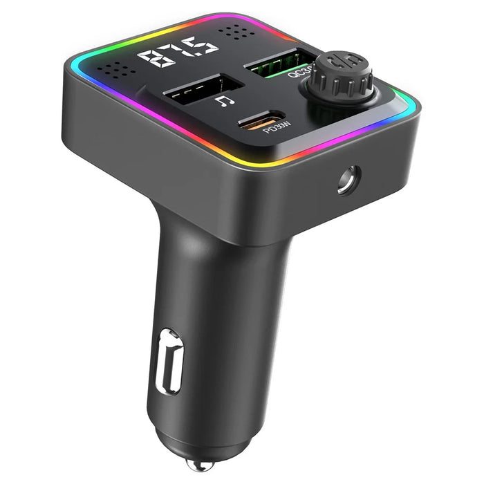 C71 Bluetooth-compatible Car Charger 3-in-1 PD 30W Cigarette Lighter Charger Adapter with FM Transmitter - 1