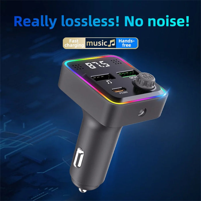 C71 Bluetooth-compatible Car Charger 3-in-1 PD 30W Cigarette Lighter Charger Adapter with FM Transmitter - 4