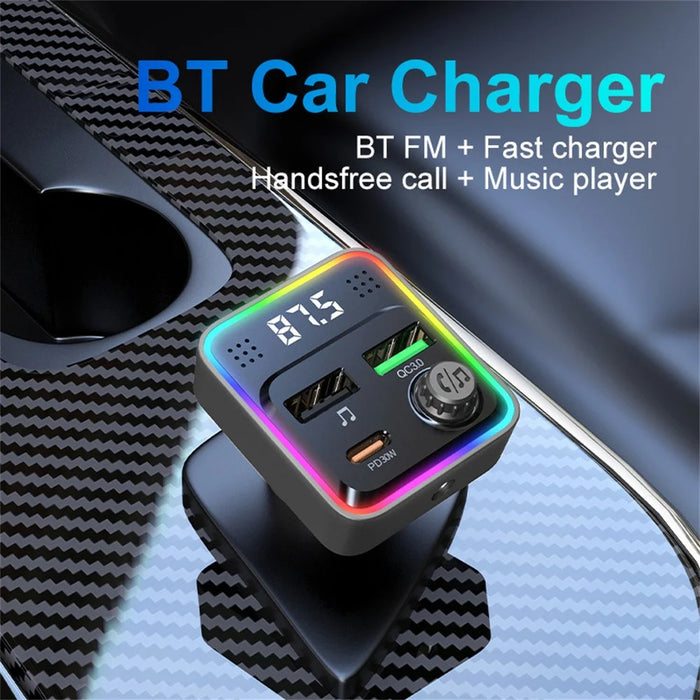 C71 Bluetooth-compatible Car Charger 3-in-1 PD 30W Cigarette Lighter Charger Adapter with FM Transmitter - 6