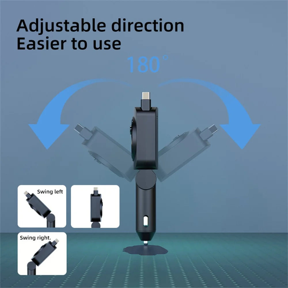 C76 PD 30W Car Charger with Retractable Cable  /  Cigarette Lighter Adapter  /  Bluetooth-compatible FM Transmitter - 4