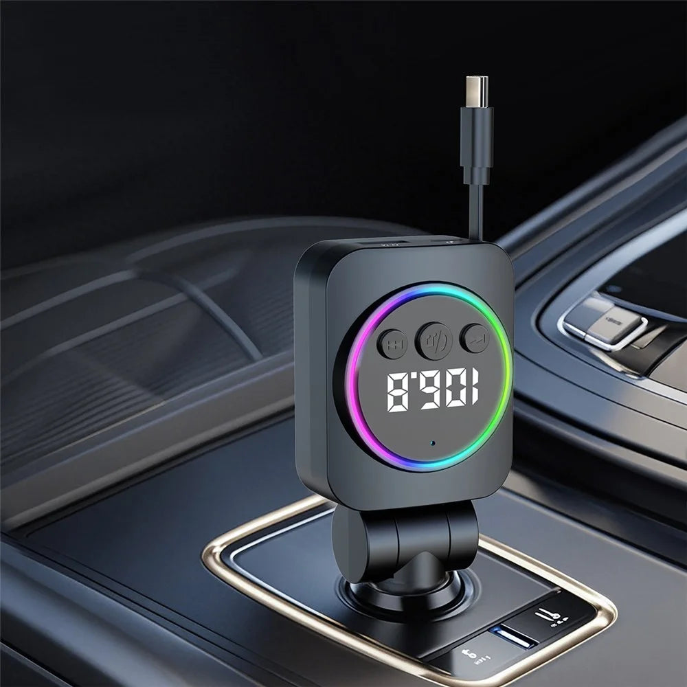 C76 PD 30W Car Charger with Retractable Cable  /  Cigarette Lighter Adapter  /  Bluetooth-compatible FM Transmitter - 5
