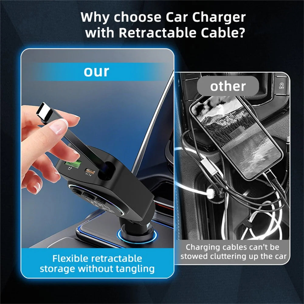 C76 PD 30W Car Charger with Retractable Cable  /  Cigarette Lighter Adapter  /  Bluetooth-compatible FM Transmitter - 6