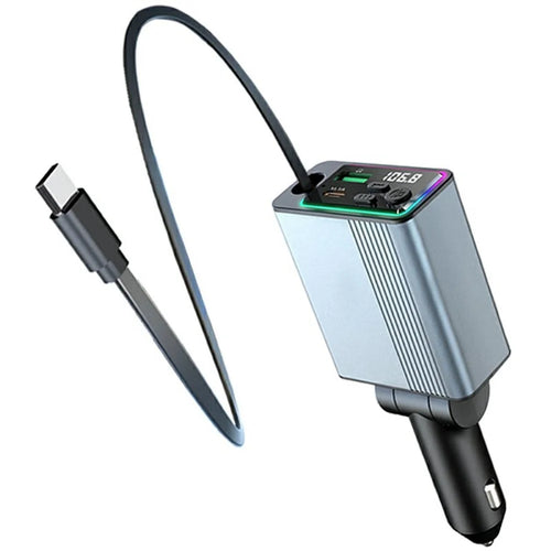C77 Bluetooth-compatible Car Charger FM Transmitter Fast Charging Adapter with PD 30W Extendable Type-C Cable - 1