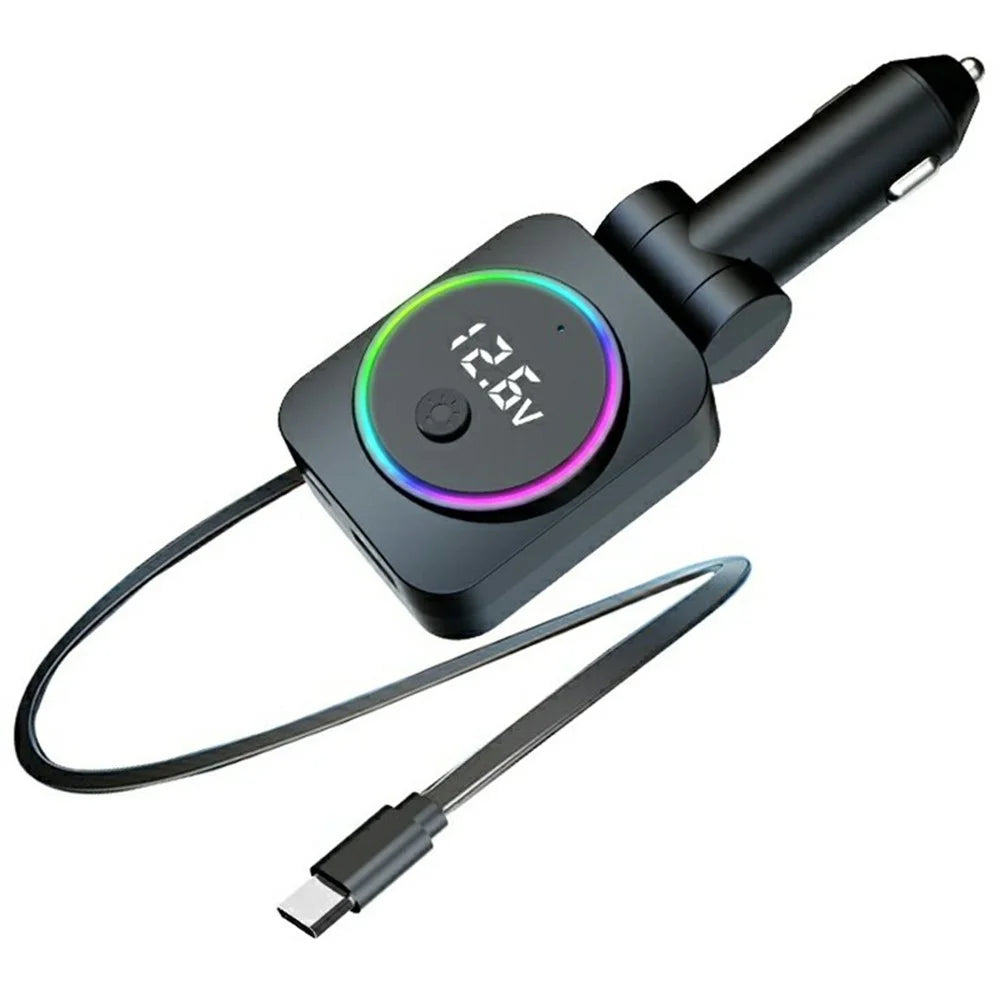 K38 USB + Type-C Car Charger PD 30W Fast Charging Cigarette Lighter Adapter with Retractable Cable - 1