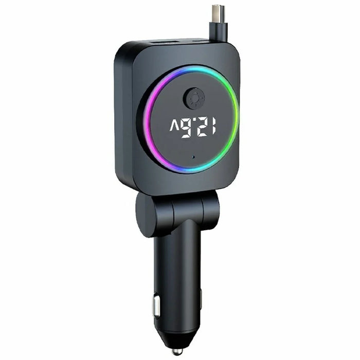K38 USB + Type-C Car Charger PD 30W Fast Charging Cigarette Lighter Adapter with Retractable Cable - 2