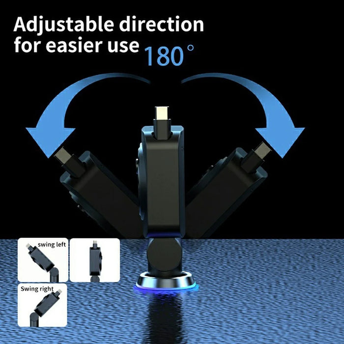 K38 USB + Type-C Car Charger PD 30W Fast Charging Cigarette Lighter Adapter with Retractable Cable - 5