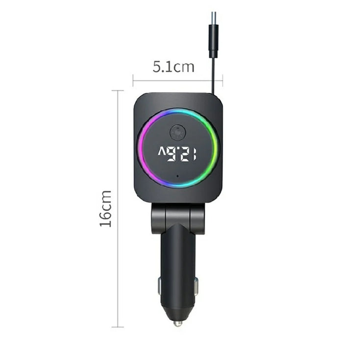 K38 USB + Type-C Car Charger PD 30W Fast Charging Cigarette Lighter Adapter with Retractable Cable - 6