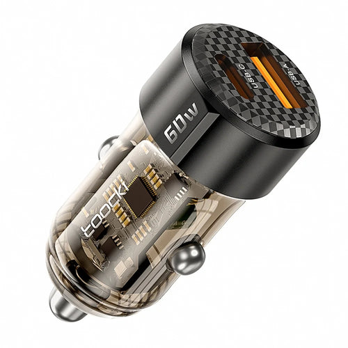 TOOCKI TQ-CC25A Car Charger 60W Dual Port USB-A and USB-C Fast Charging Adapter For Vehicle Use - 1