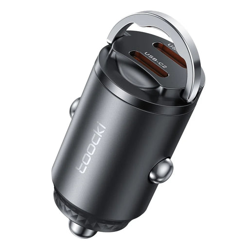 TOOCKI TQ-CC34B Car Charger Dual USB-C 45W Fast Charging Adapter with Pull Ring - 1