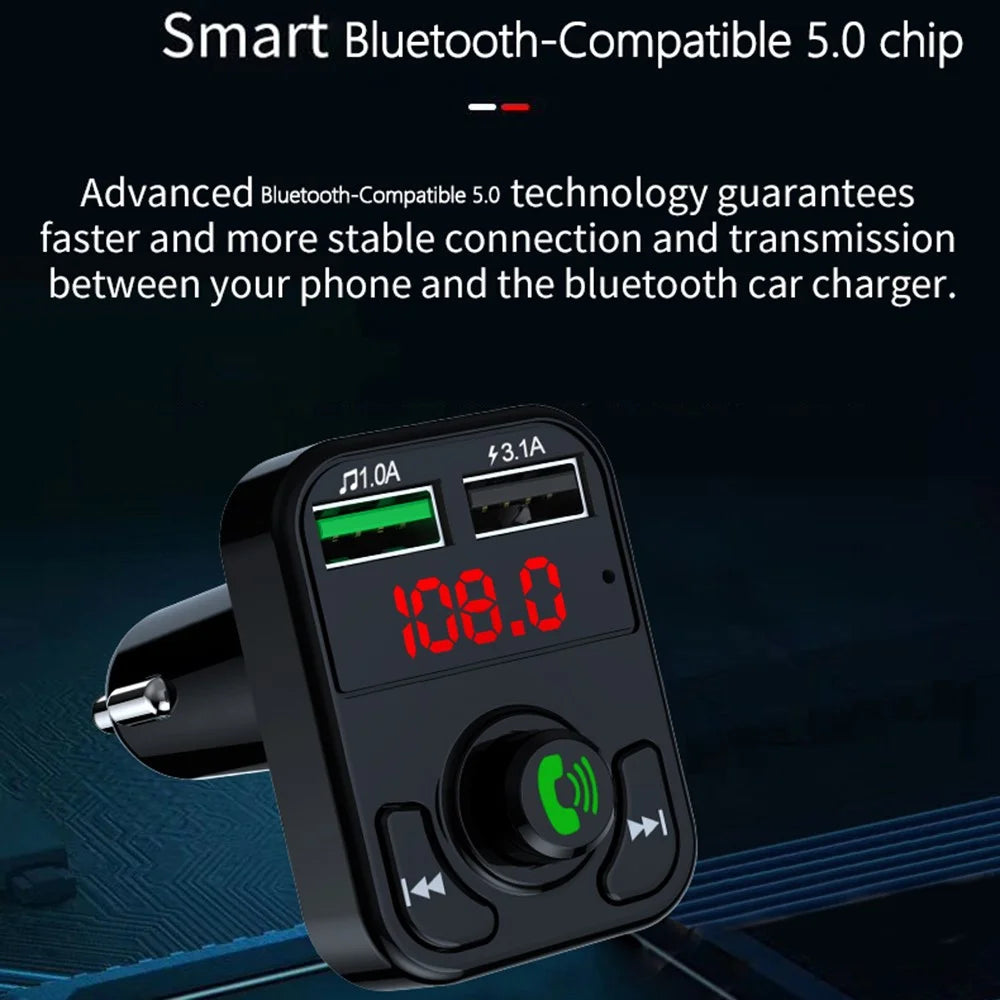 X3 Car FM Radio Bluetooth-Compatible Hands Free Calling MP3 Player Music Receiver with 3.1A USB Charging Port - 4