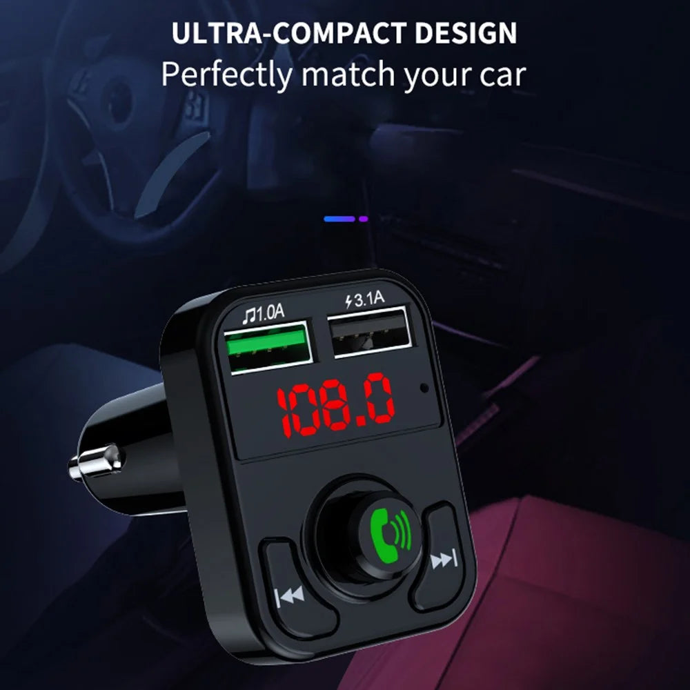 X3 Car FM Radio Bluetooth-Compatible Hands Free Calling MP3 Player Music Receiver with 3.1A USB Charging Port - 5
