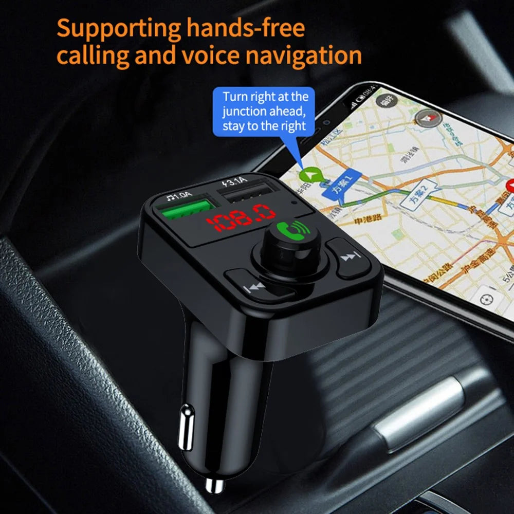 X3 Car FM Radio Bluetooth-Compatible Hands Free Calling MP3 Player Music Receiver with 3.1A USB Charging Port - 6