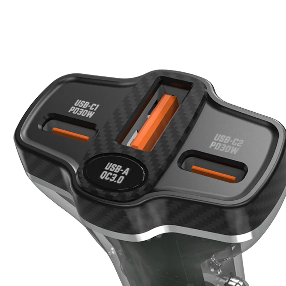 DUDAO R78 Car Charger 78W 3-Port QC3.0 USB-C PD 30W Super Fast Charging Cigarette Lighter Adapter for iPhone - 3