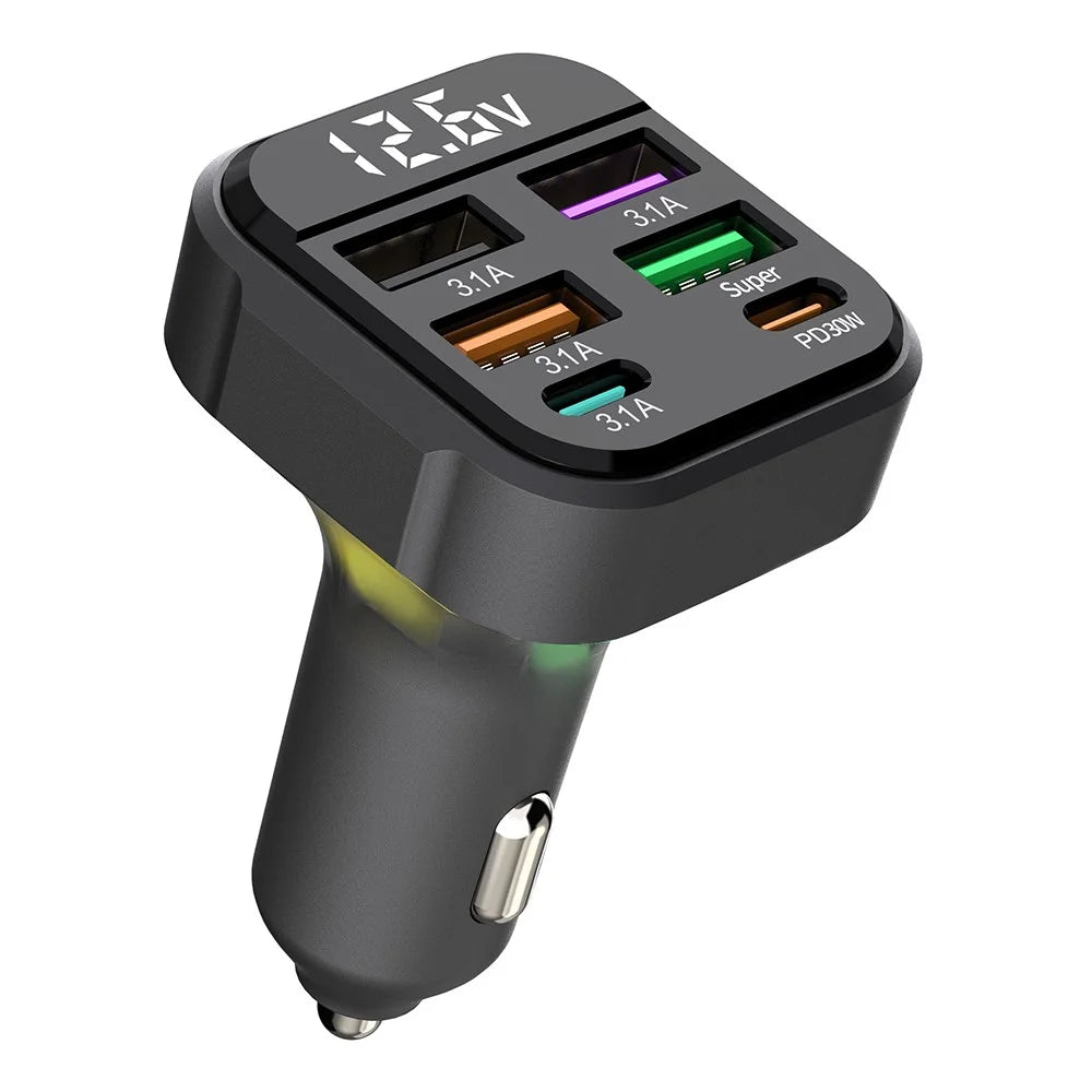 K35 Car Charger 3.1A QC3.0 Fast Charging Adapter Cigarette Lighter Charger USB Ports - 1