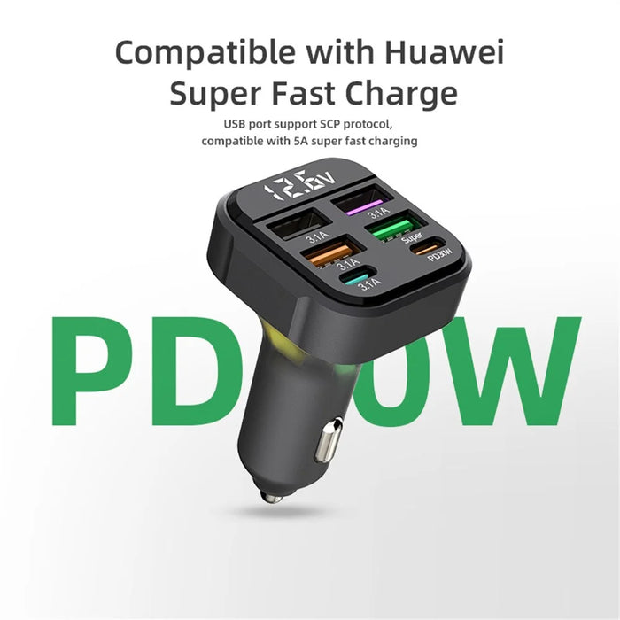 K35 Car Charger 3.1A QC3.0 Fast Charging Adapter Cigarette Lighter Charger USB Ports - 2