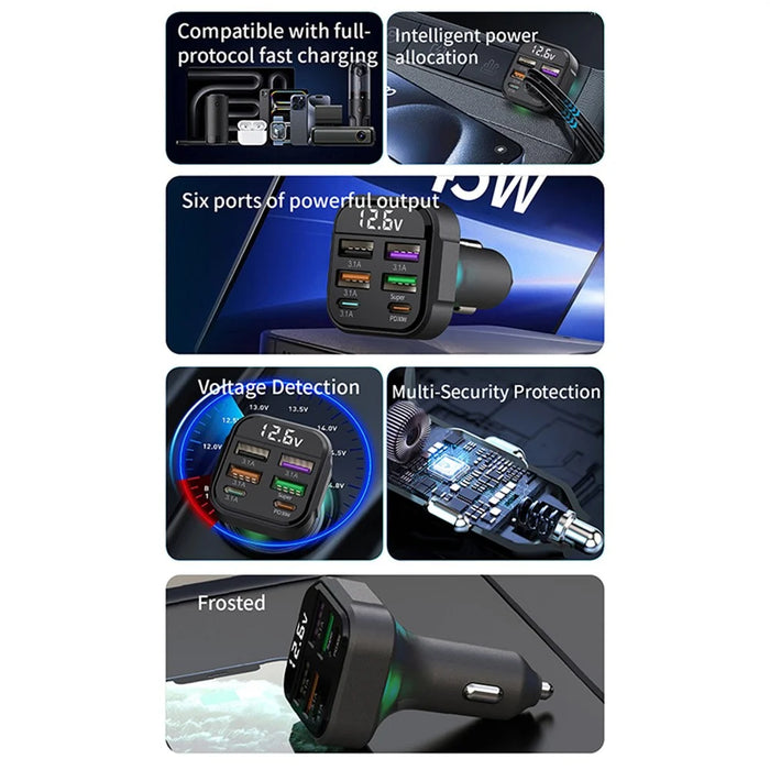 K35 Car Charger 3.1A QC3.0 Fast Charging Adapter Cigarette Lighter Charger USB Ports - 5