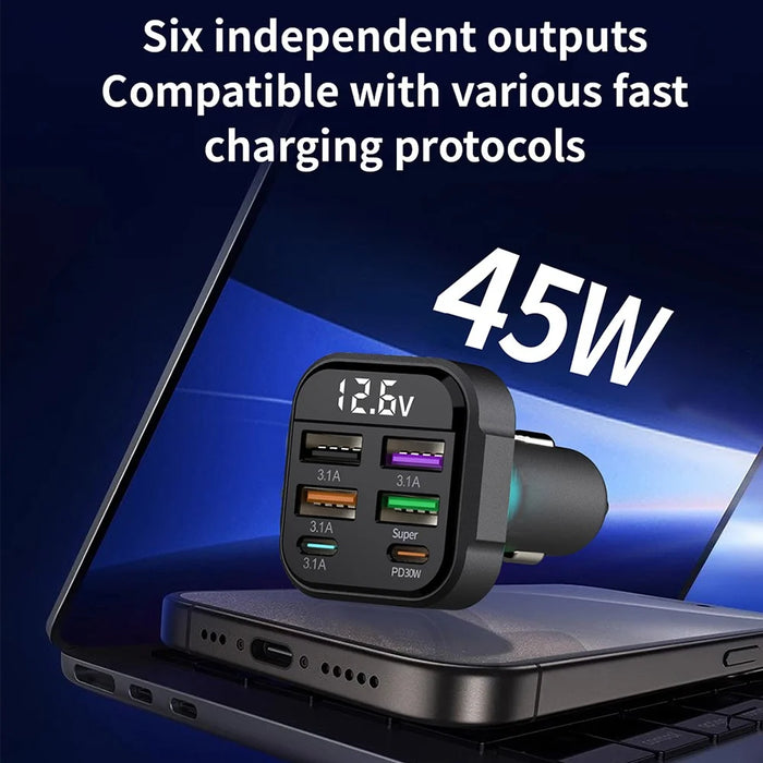 K35 Car Charger 3.1A QC3.0 Fast Charging Adapter Cigarette Lighter Charger USB Ports - 6
