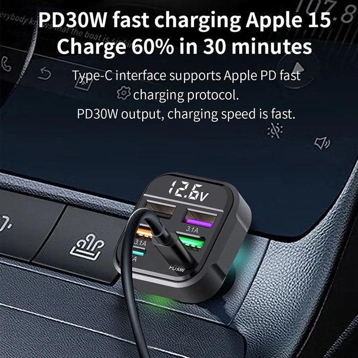 K35 Car Charger 3.1A QC3.0 Fast Charging Adapter Cigarette Lighter Charger USB Ports - 7