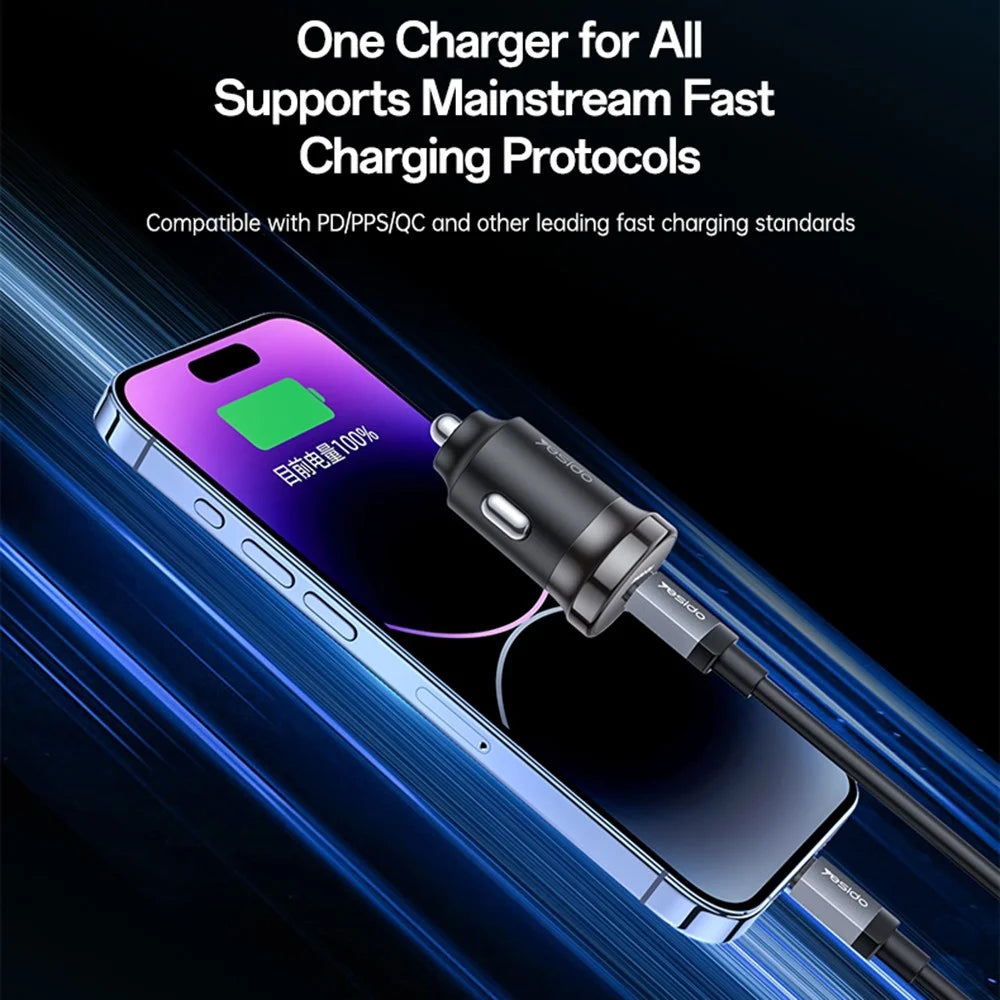 YESIDO Y74 Car Charger 30W Fast Charging Single USB-C Port Cigarette Lighter Power Adapter - 3