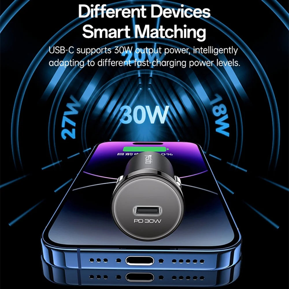 YESIDO Y74 Car Charger 30W Fast Charging Single USB-C Port Cigarette Lighter Power Adapter - 4